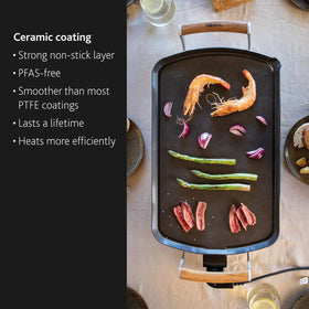 BOSKA Large Electric Griddle Pro long 6.5-foot cord for flexible placement.