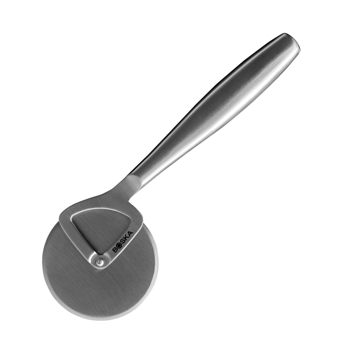 Boska stainless steel pizza cutter, main shot, easy slicing for even pizza cuts.