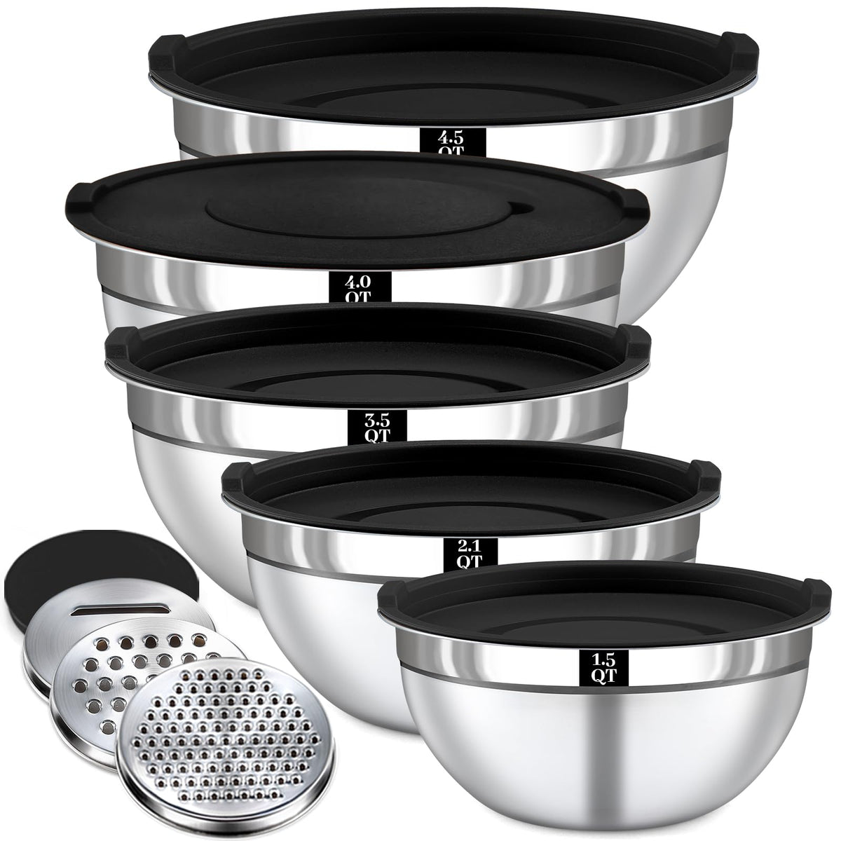 Boskermeal 8pcs mixing bowls with lids shown nesting for compact storage