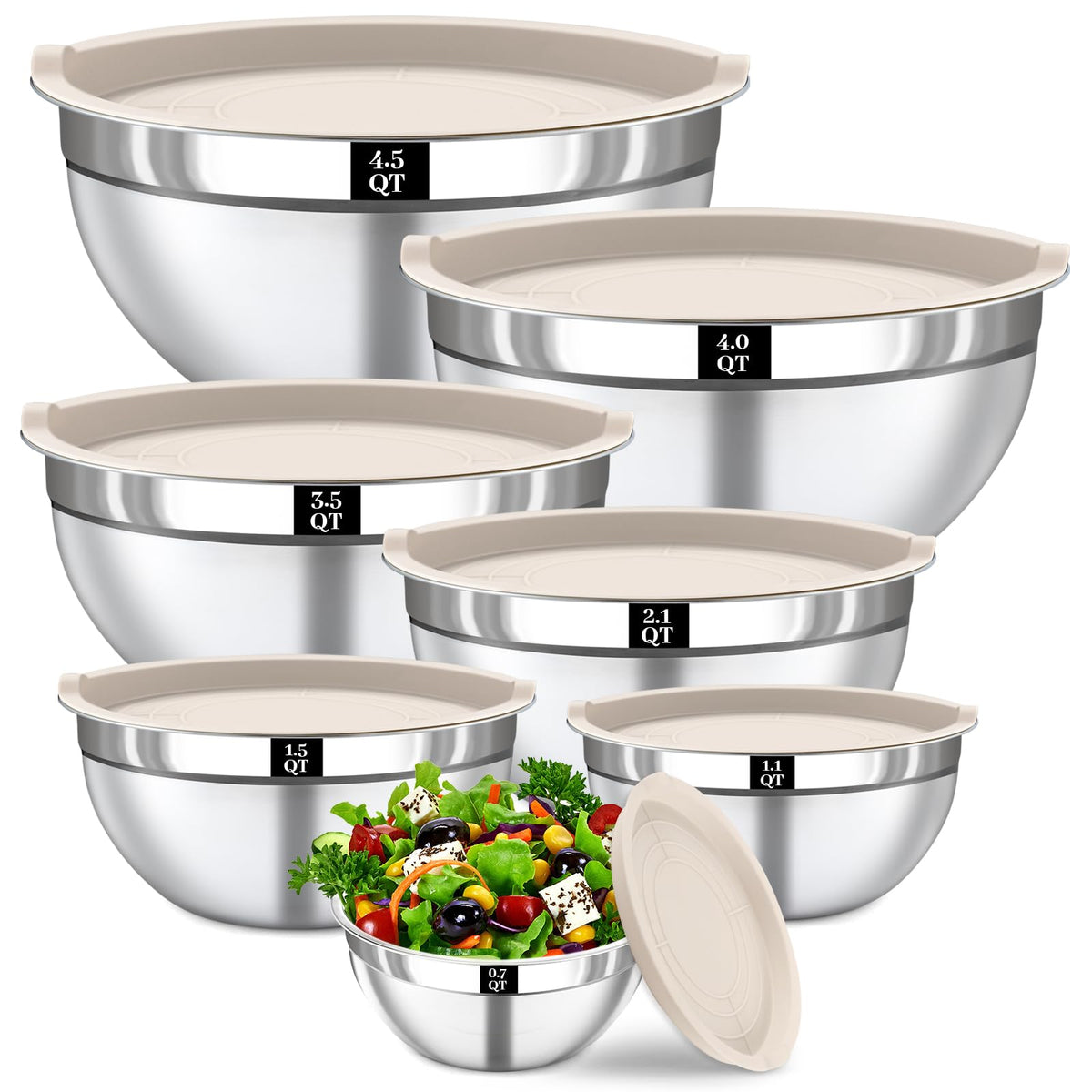 Boskermeal 7-piece mixing bowls with nesting design for space saving