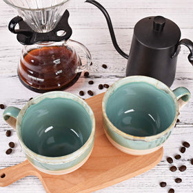 Bosmarlin green mug, microwave-safe design for reheating beverages
