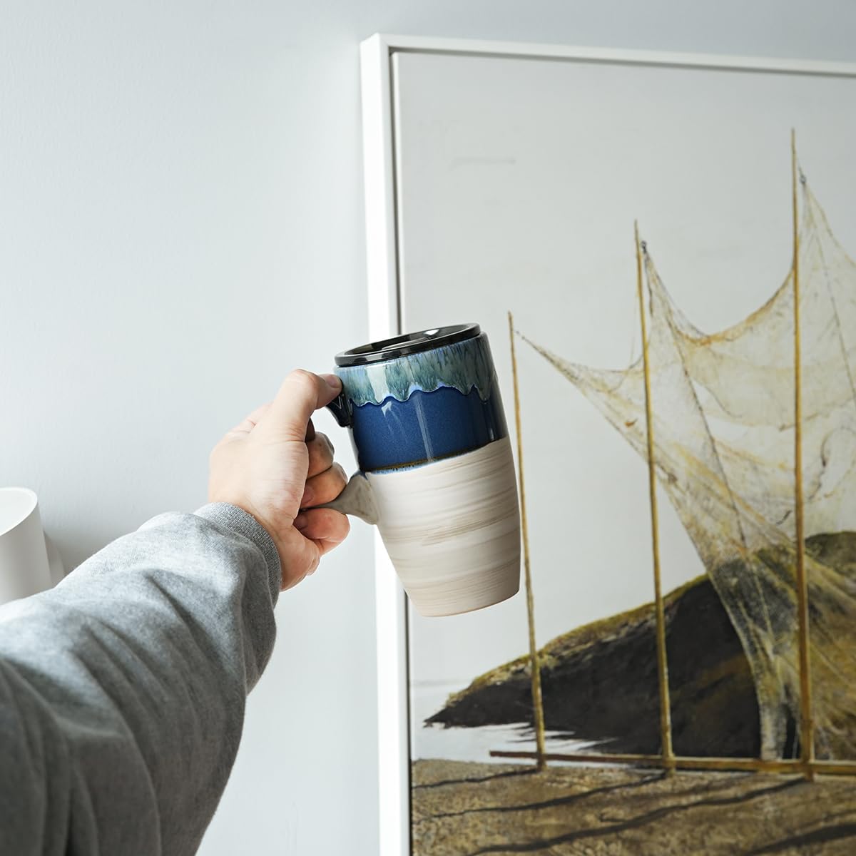 Bosmarlin ceramic mug labeled dishwasher and microwave safe for easy care