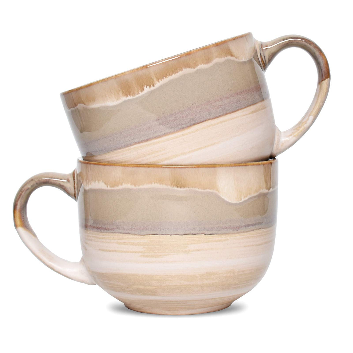 Bosmarlin large ceramic mug set 2 brown variant with 16 oz capacity for generous servings
