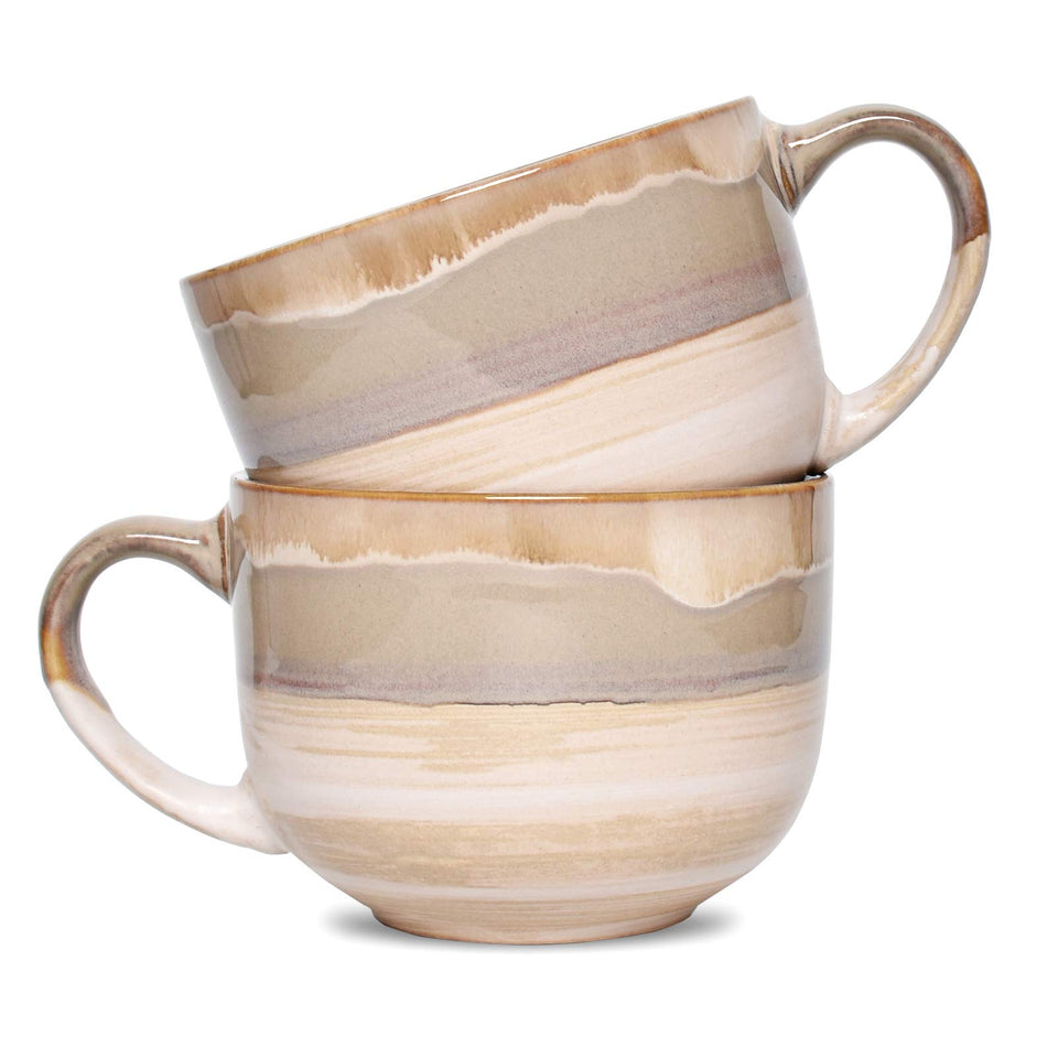 Bosmarlin large ceramic mug set 2 brown variant with 16 oz capacity for generous servings