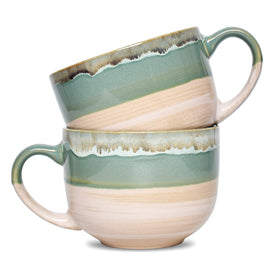 Bosmarlin 16 oz green ceramic mug front view showing generous capacity