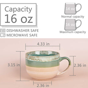 Bosmarlin 16 oz green mug handle close-up for a comfortable grip