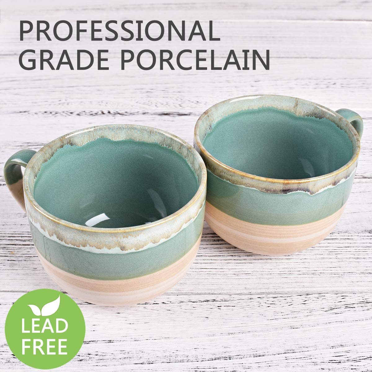Bosmarlin two-pack green mugs with gift-ready packaging