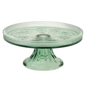 Boston International vintage glass cake stand on a round pedestal for elegant dessert displays