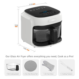 BOSWELL Glass Air Fryer dishwasher-safe inner pot simplifies cleanup after meals.