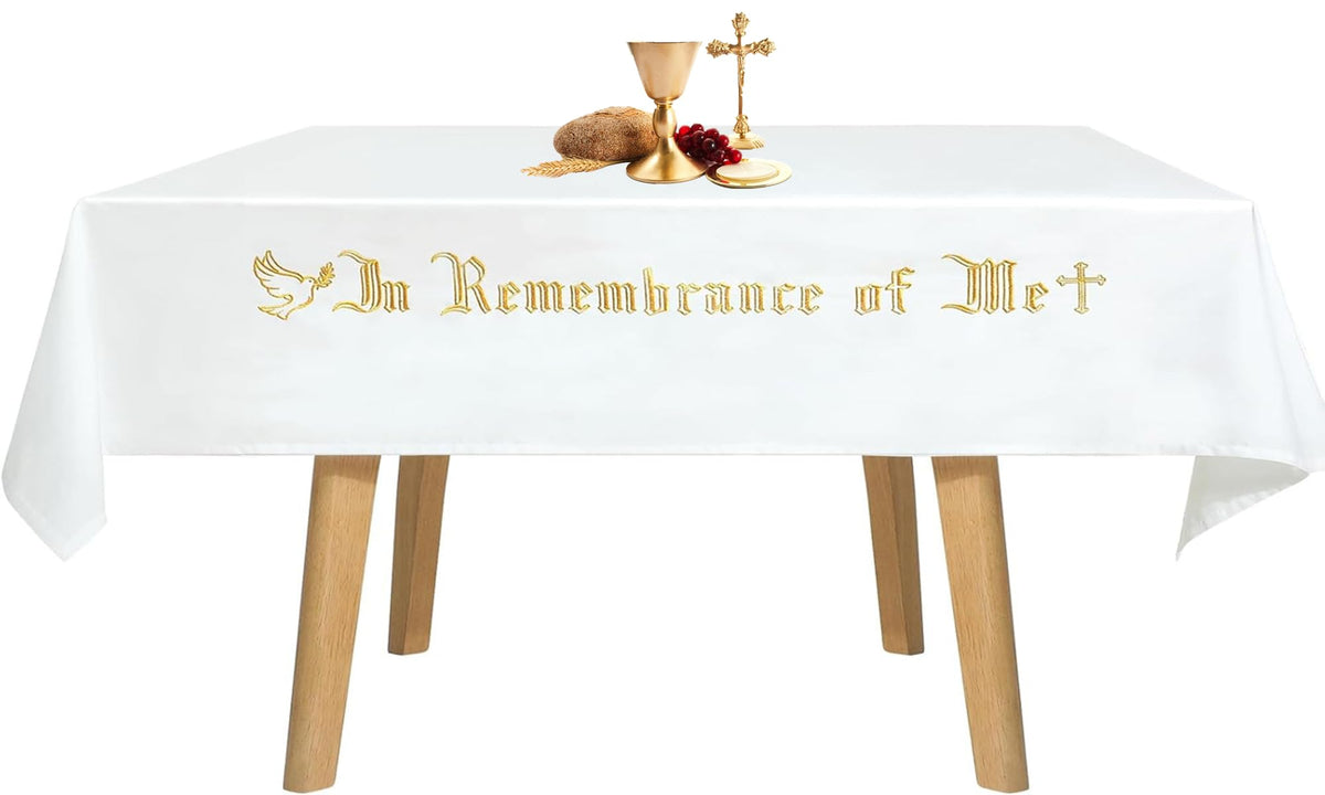 BOTIDE In Remembrance Me embroidery tablecloth elevates sacred atmosphere for communion ceremonies