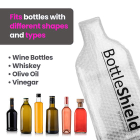 Bottle Shield olive-oil bottle inside the protector keeping contents spill-free