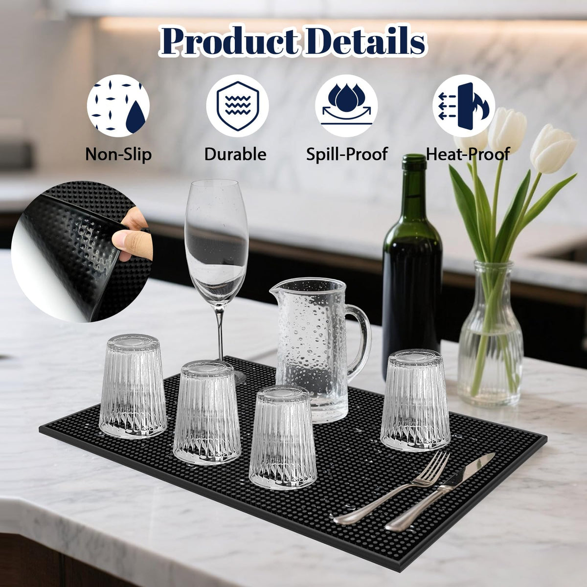 Botyboty bar mats versatile for coffee bars, dish drying, and salons.
