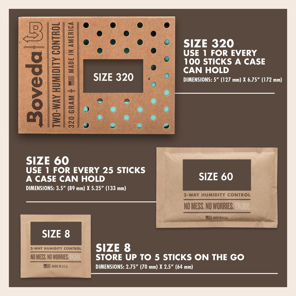 Boveda 69% pack fits both plastic and wooden containers.