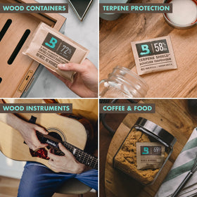 Boveda 69% pack uses saltwater technology for precise humidity control.