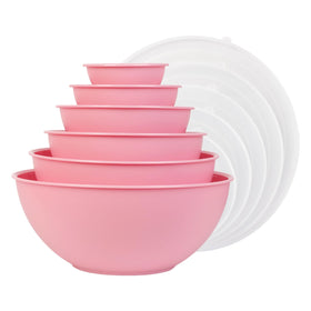 BoxedHome BPA-free pink round mixing bowls set for easy mixing and stacking