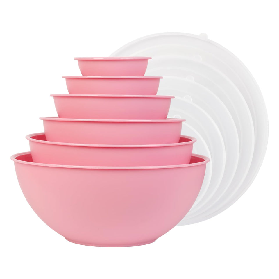 BoxedHome BPA-free pink round mixing bowls set for easy mixing and stacking