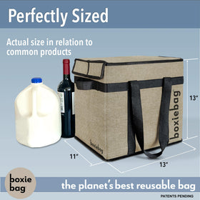Boxiebag reinforced bottom supports heavier items during transit