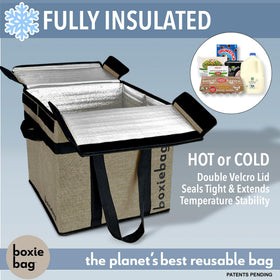 Boxiebag stand-up design keeps groceries upright for easy loading