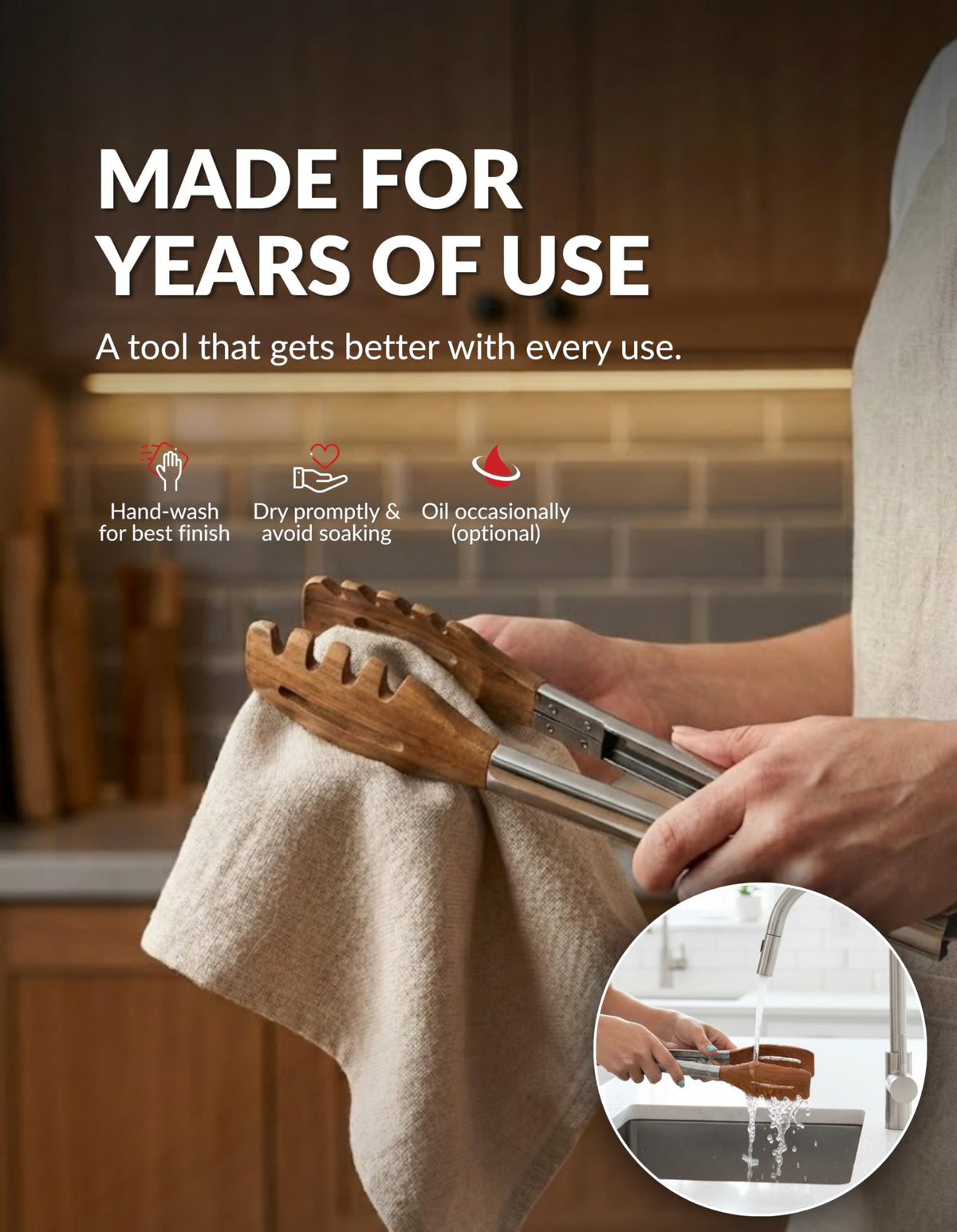 Boxiki Kitchen 3-in-1 tongs offer balanced, lightweight control in the hand.