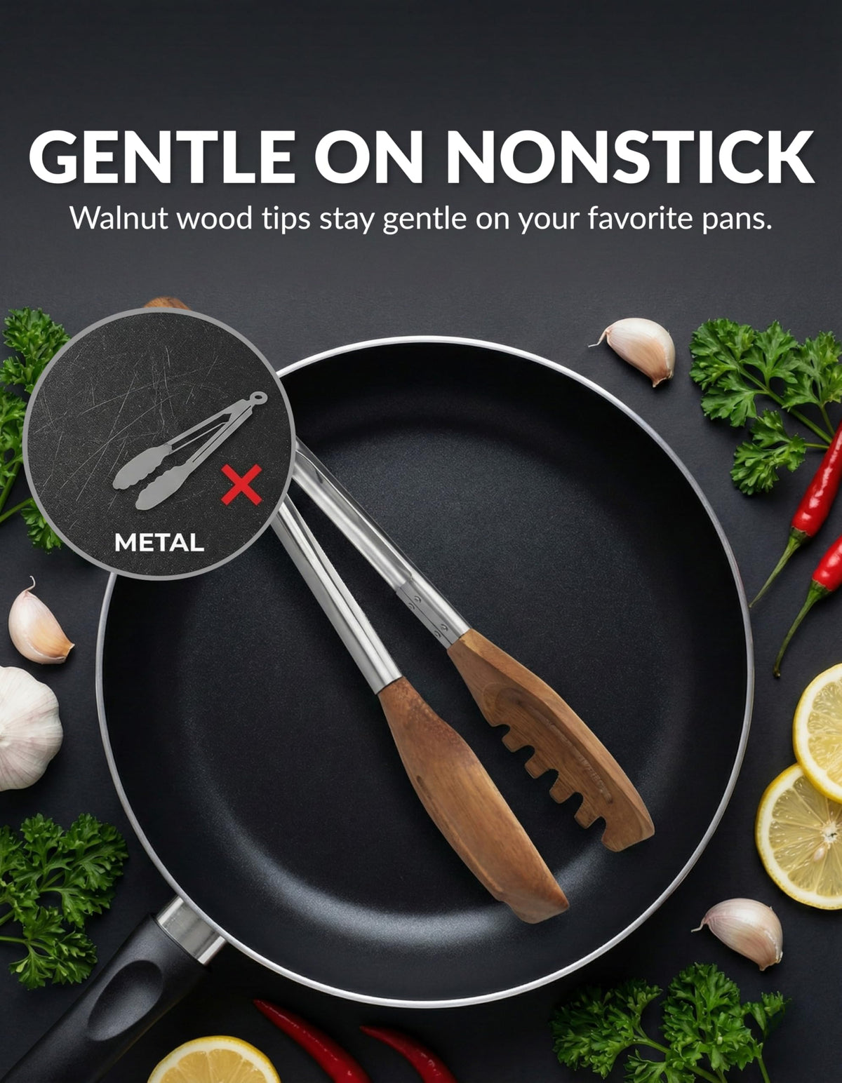 Boxiki Kitchen 3-in-1 tongs with flat tip for precise plating.