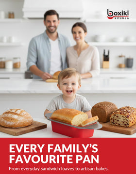 Boxiki Kitchen easy cleanup with flexible silicone surface after baking.