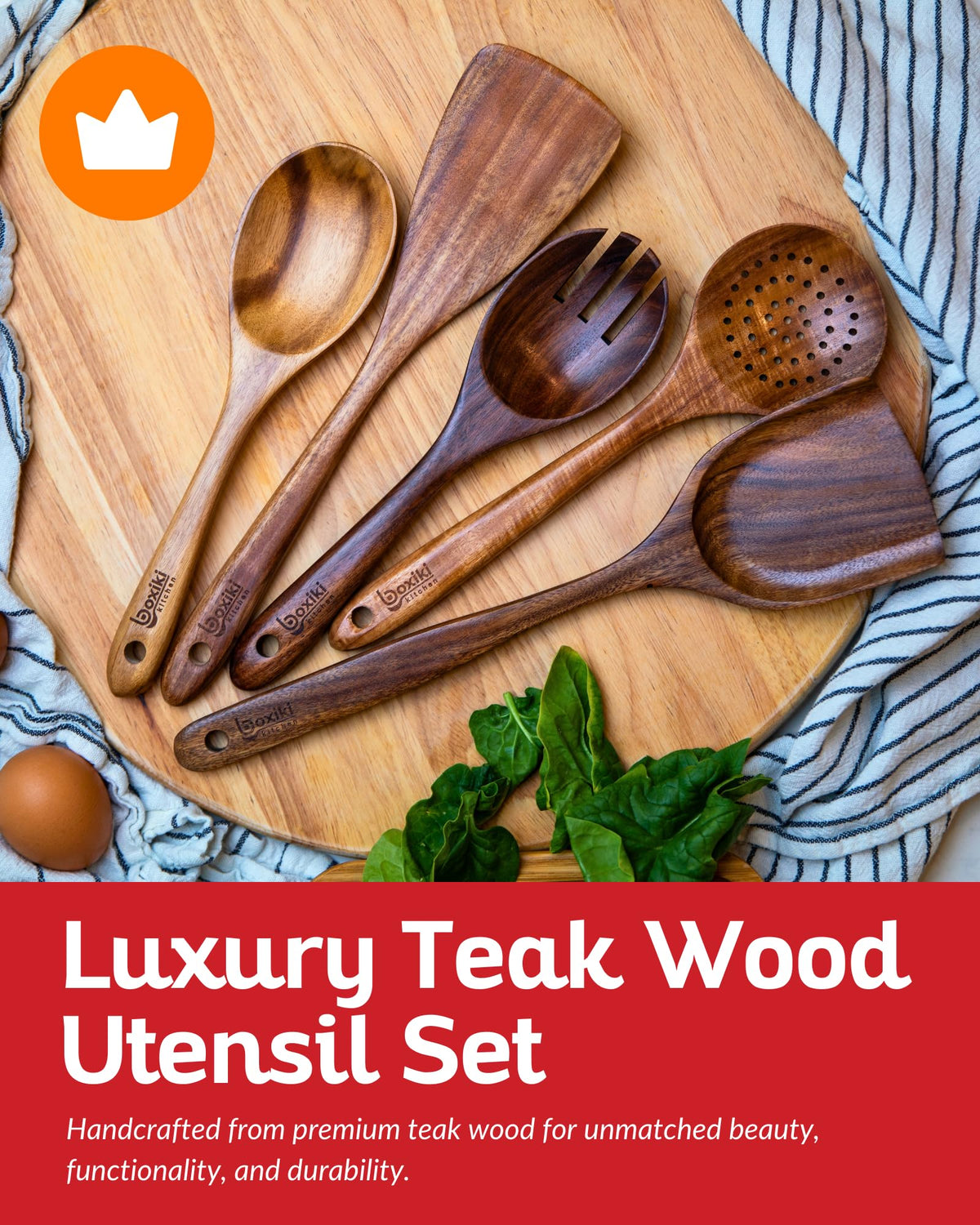 Boxiki Kitchen teak wok spatula ideal for stir-frying and scraping