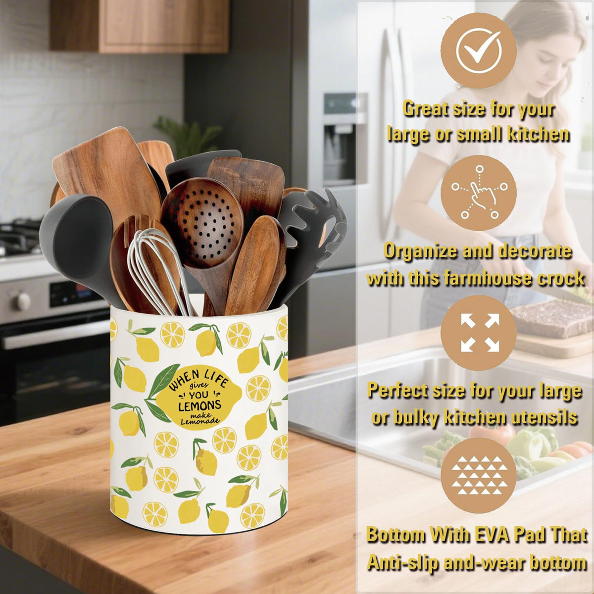 BOXJINCO lemon holder base with rubber pads protecting countertops