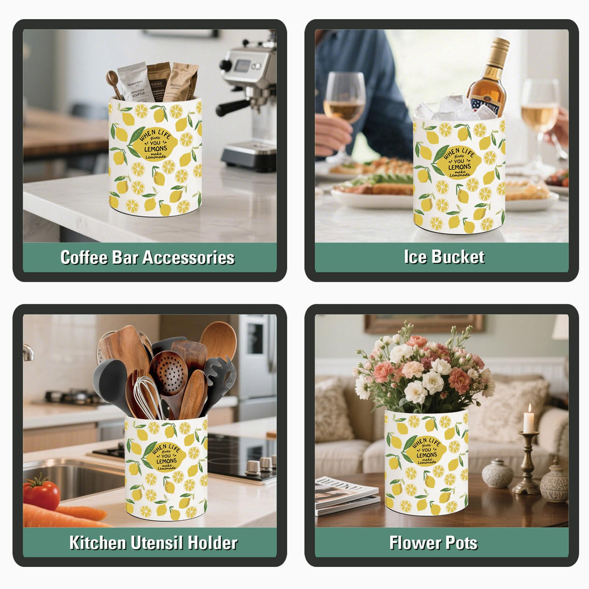 BOXJINCO utensil holder with wide opening for easy access to spoons and tools