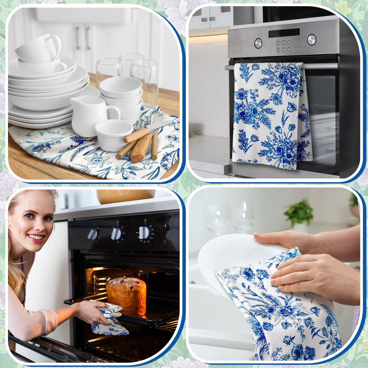 Boyiee decorative floral tea towels brighten tables and buff glassware