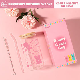 BOYIN HUES glass coffee cup with lid and straw, ideal for iced drinks