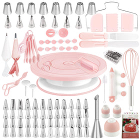 Boyun 137pc cake decorating kit with turntable for smooth, professional icing results.