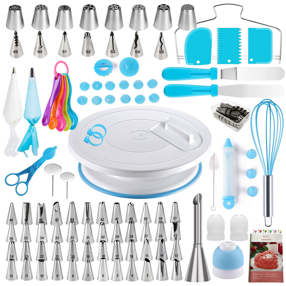 Boyun cake decorating kit pattern chart shows tip outcomes for easy designs
