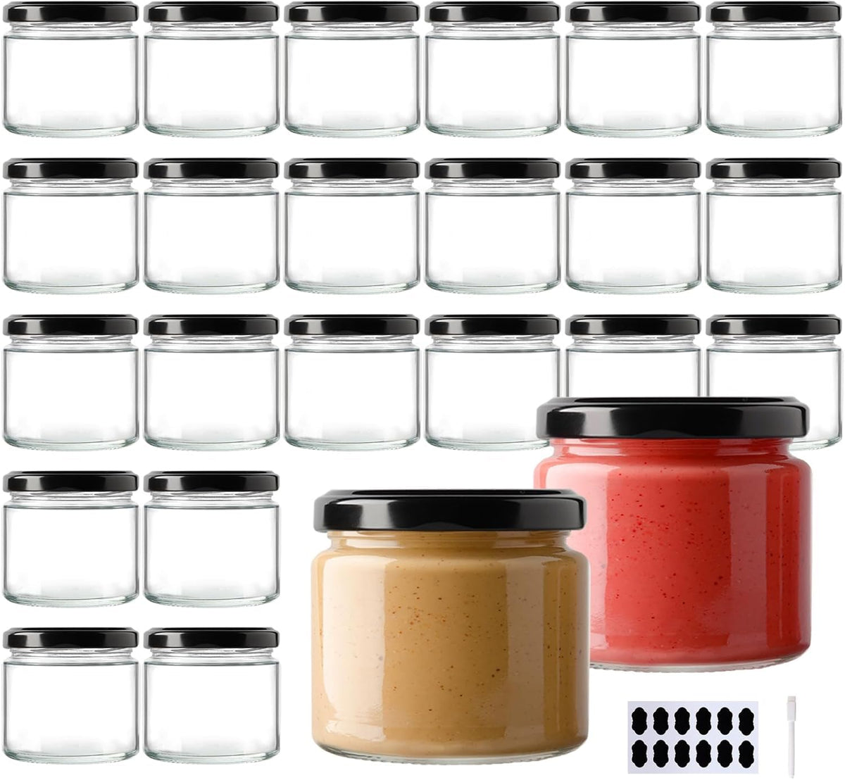 BPFY 24-pack 5oz mason jars with lids for fresh preservation and easy storage.