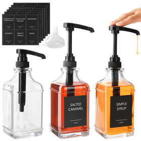 BPFY 3-pack glass coffee syrup dispensers with pump for precise servings