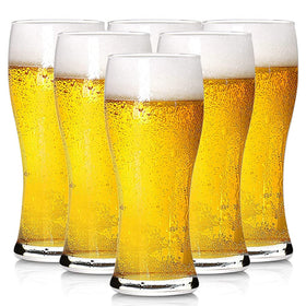 BPFY 6-pack 16oz pilsner glasses with hourglass design for enhanced beer presentation at home.