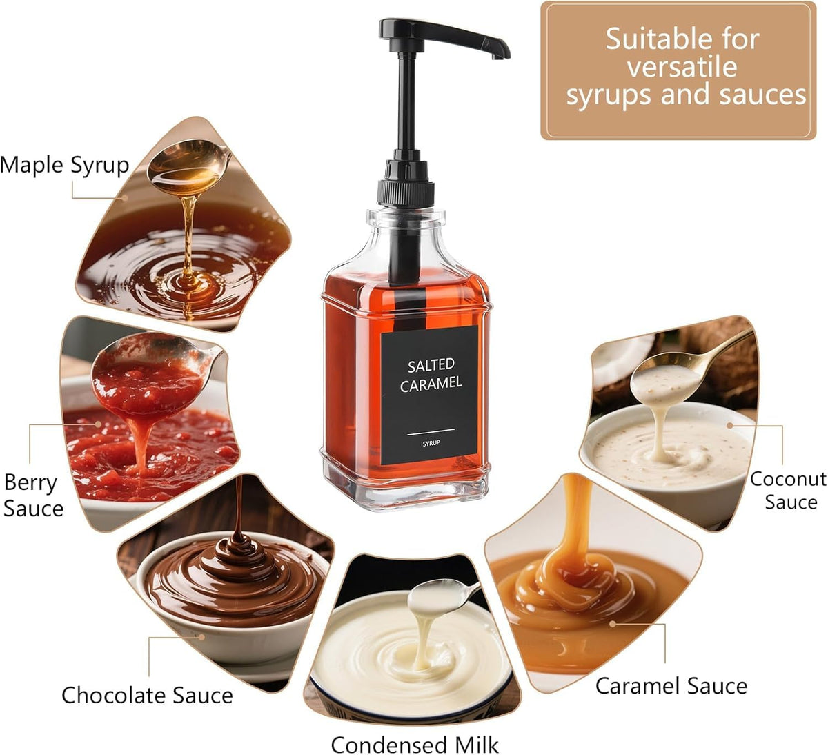 BPFY multipurpose glass bottles suitable for syrups sauces and more