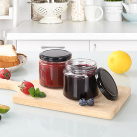 BPFY jars feature tight black screw caps for reliable sealing.