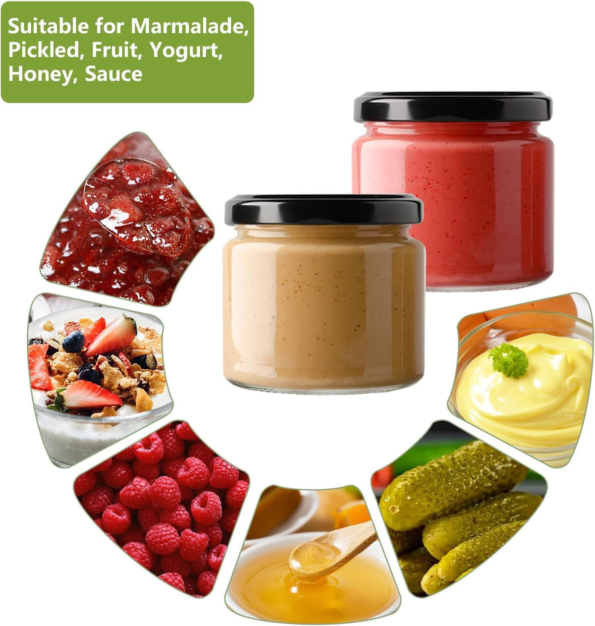 BPFY versatile 5oz jars for jam, honey, sauces, and gifts.