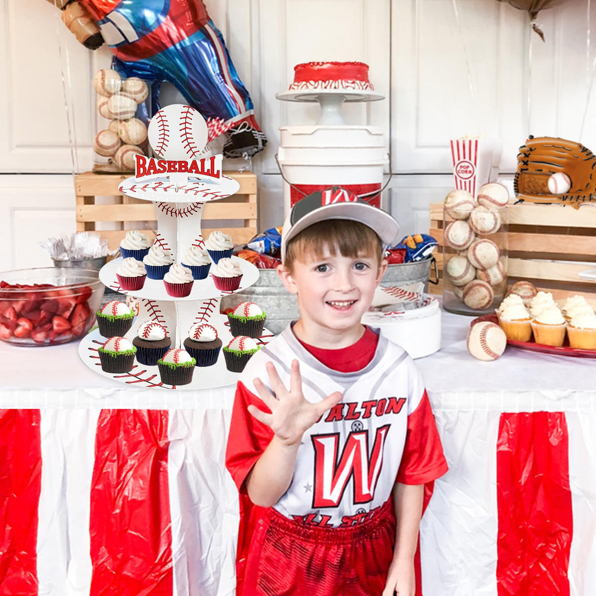BQK baseball centerpiece cardboard display boosts party atmosphere