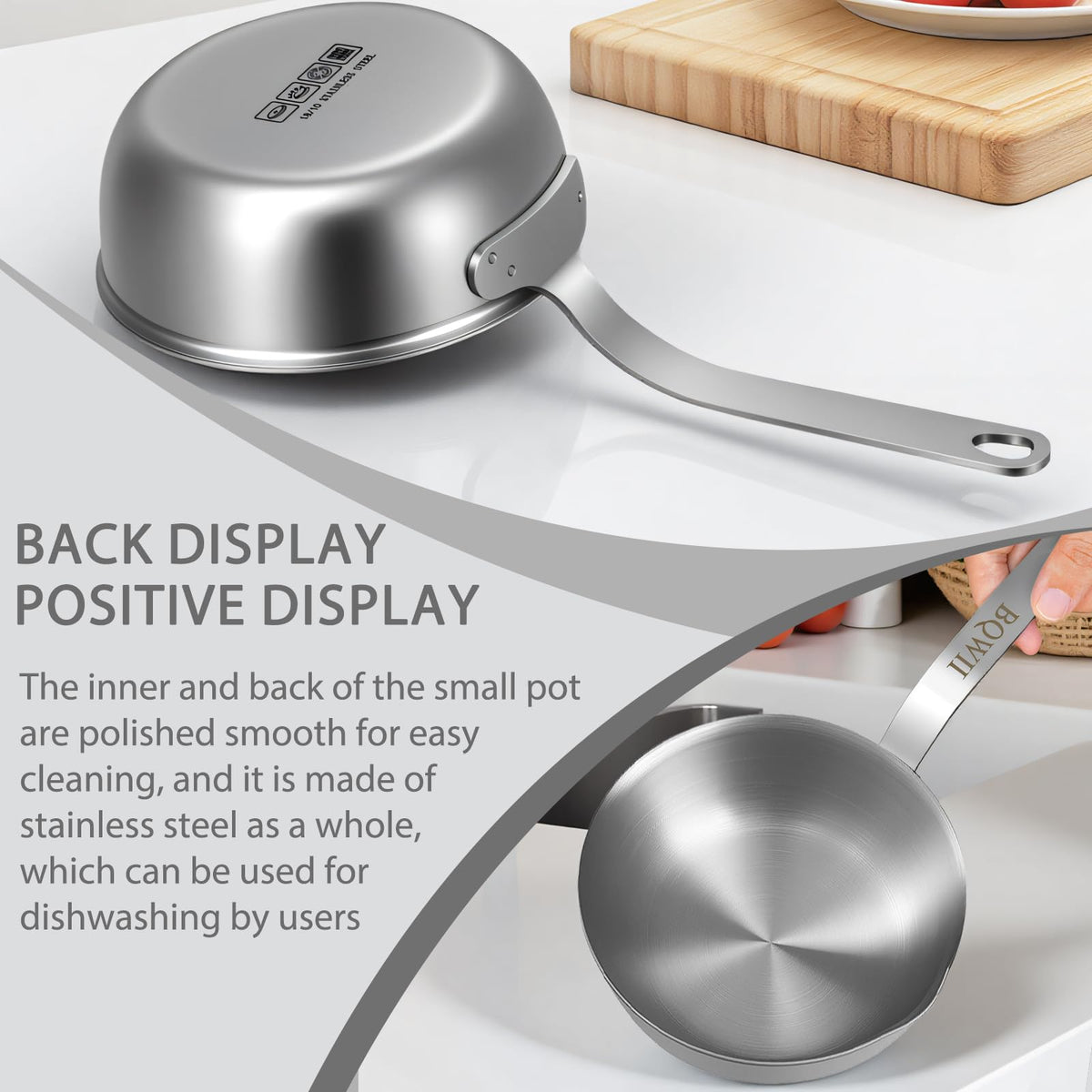 BQWII butter warmer with drip-free pour spout to prevent spills.