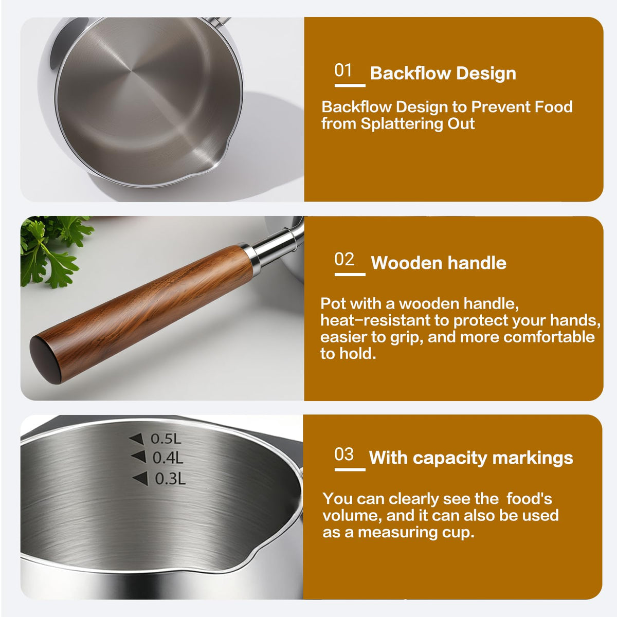 BQWII compact mini pot ideal for heating butter, milk, or sauces.