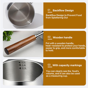 BQWII compact mini pot ideal for heating butter, milk, or sauces.