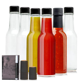 Brajttt 5oz glass bottle with clear woozy body, ideal for homemade sauces.