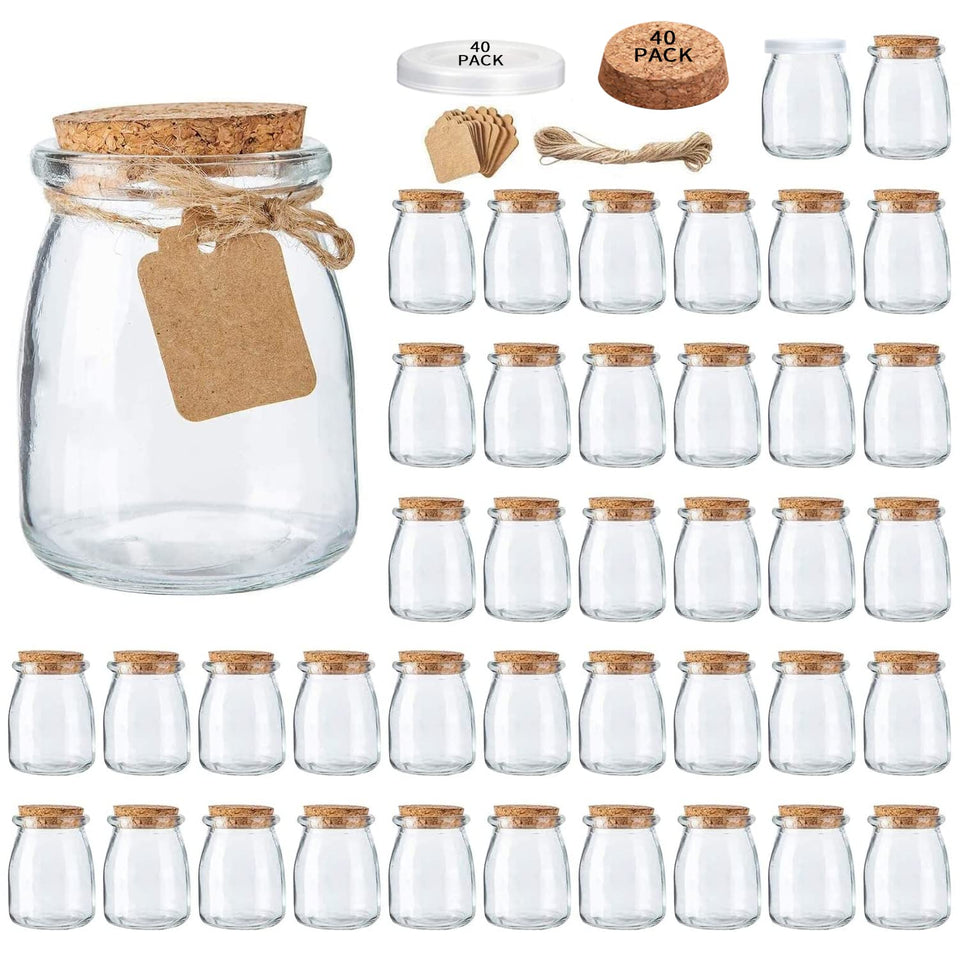 Brajttt glass mini yogurt jar 7oz with cork lid, ideal for desserts and snacks