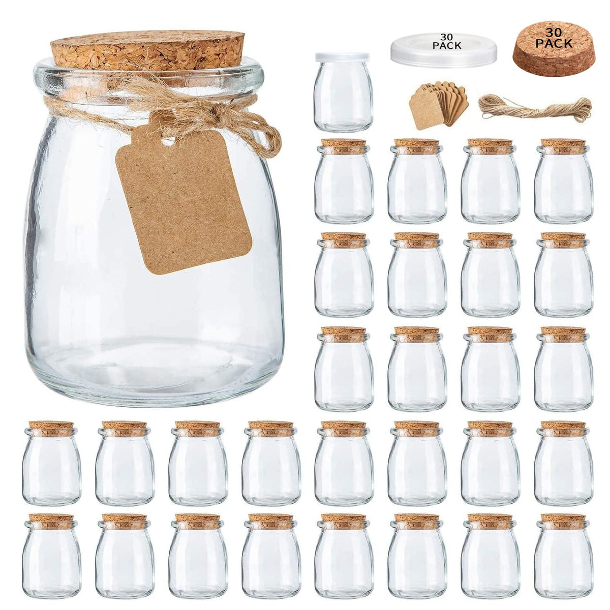 Brajttt mini yogurt jars with cork lid close-up showing lid detail for premium presentation