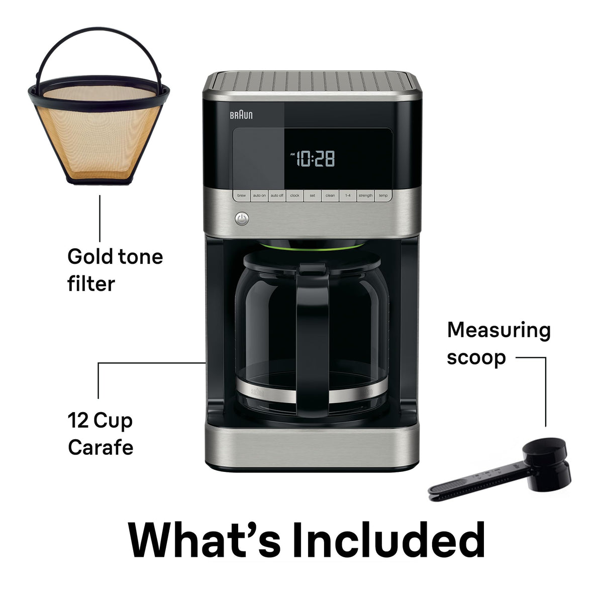 Braun BrewSense KF7150 pause-and-pour system for mess-free mid-brew serving.