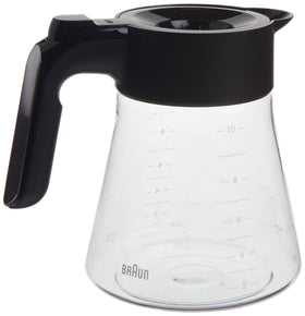 Braun BRSC008 carafe side view highlighting moisture-trapping design for smoother coffee