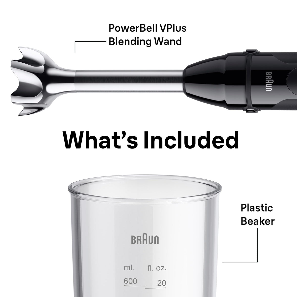 Braun MQ50001M stainless steel blades stay sharp for durable performance.