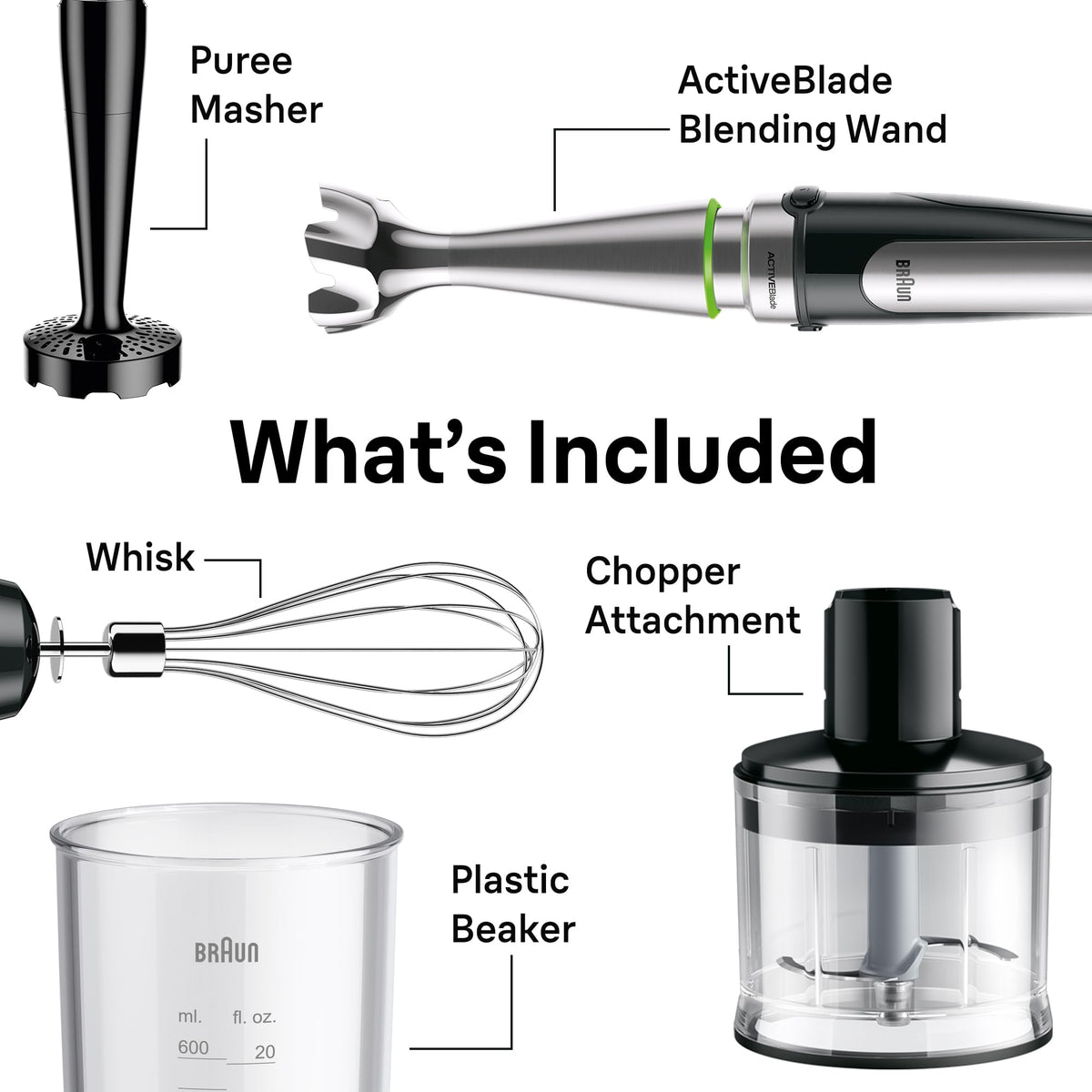 Braun MQ9137XI EasyClick Plus attachment connection for quick swaps.