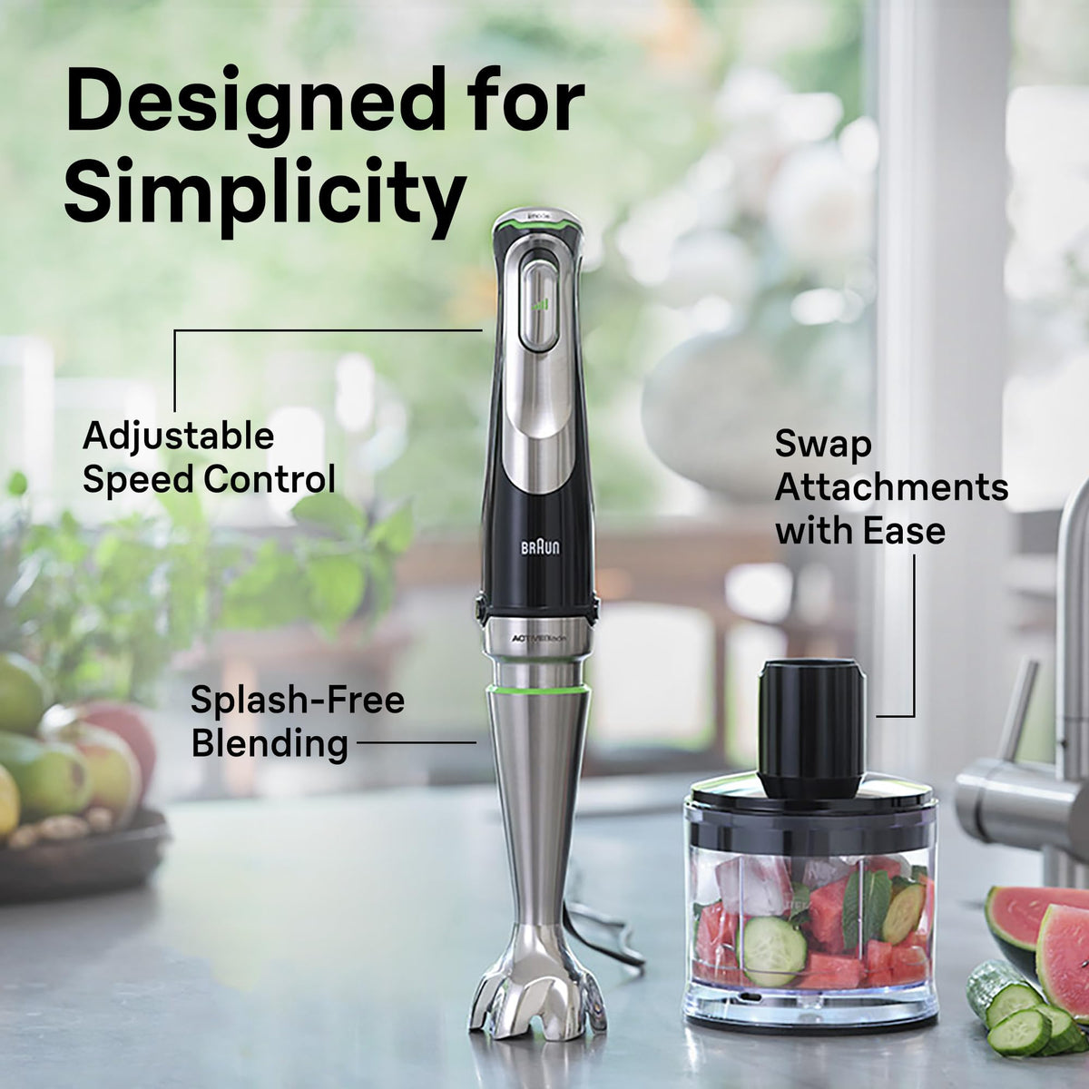 Braun MQ9187XL PowerBell Plus blade reduces splashes during blending.